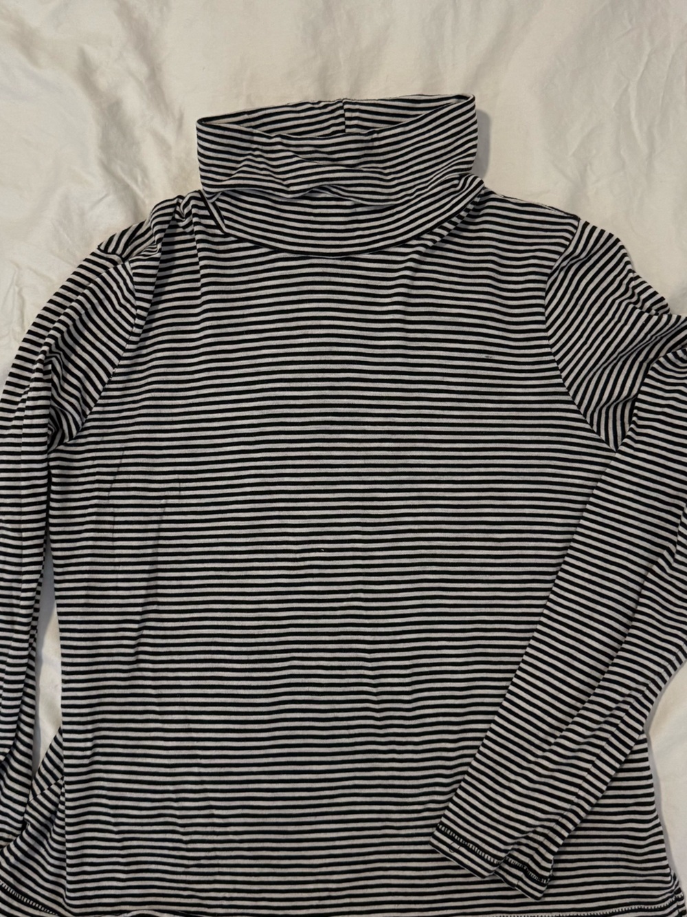 Madewell Black & White Striped Turtleneck Long Sleeve Top